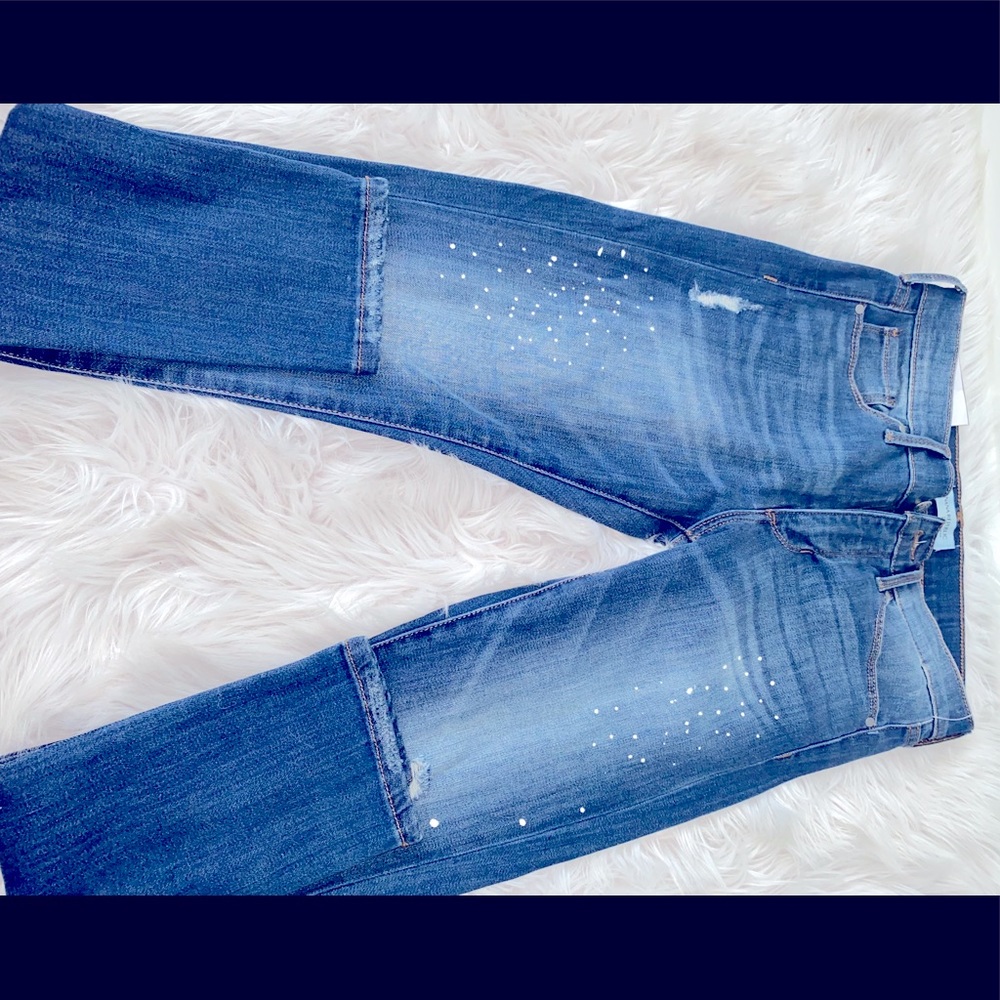 Denim jeans with white accents